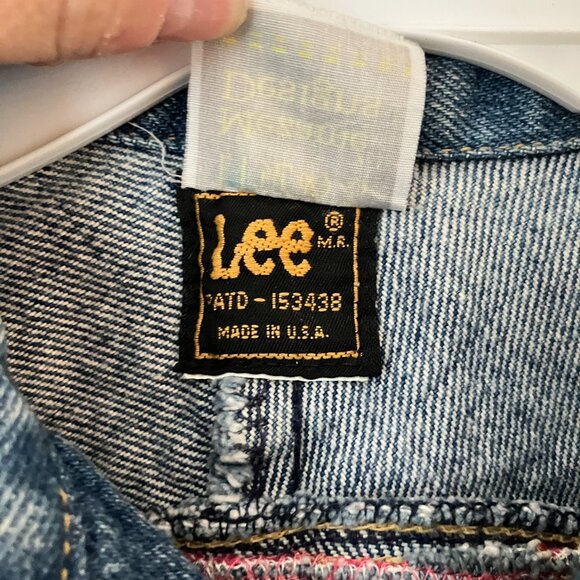 Vintage 80s Lee Denim Jacket with Saori Woven Panel - Picture 3 of 4
